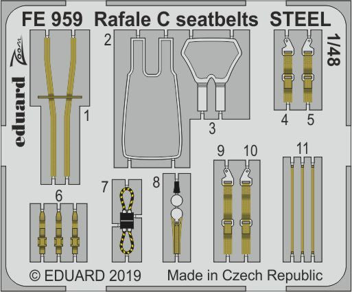 Eduard FE959 1:48 Dassault Rafale C seatbelts STEEL