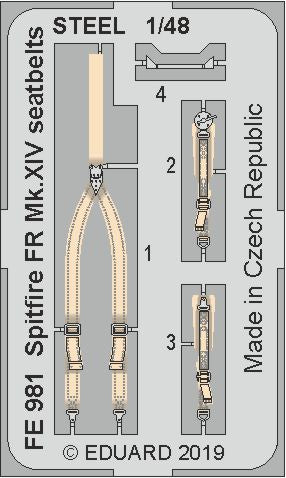 Eduard FE981 1:48 Supermarine Spitfire FR Mk.XIV seatbelts STEEL