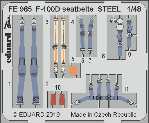 Eduard FE985 1:48 North-American F-100D Super Sabre seatbelts STEEL