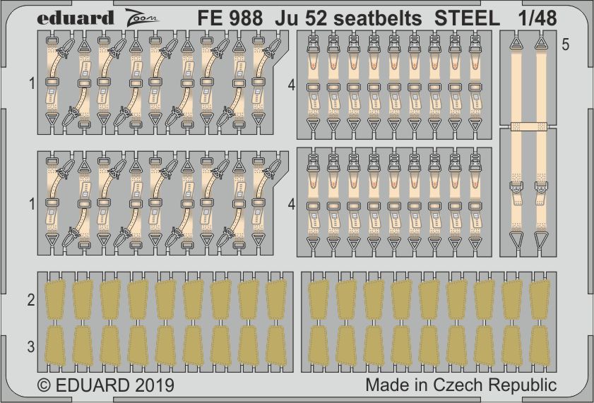 Eduard FE988 1:48 Junkers Ju-52/3M seatbelts STEEL