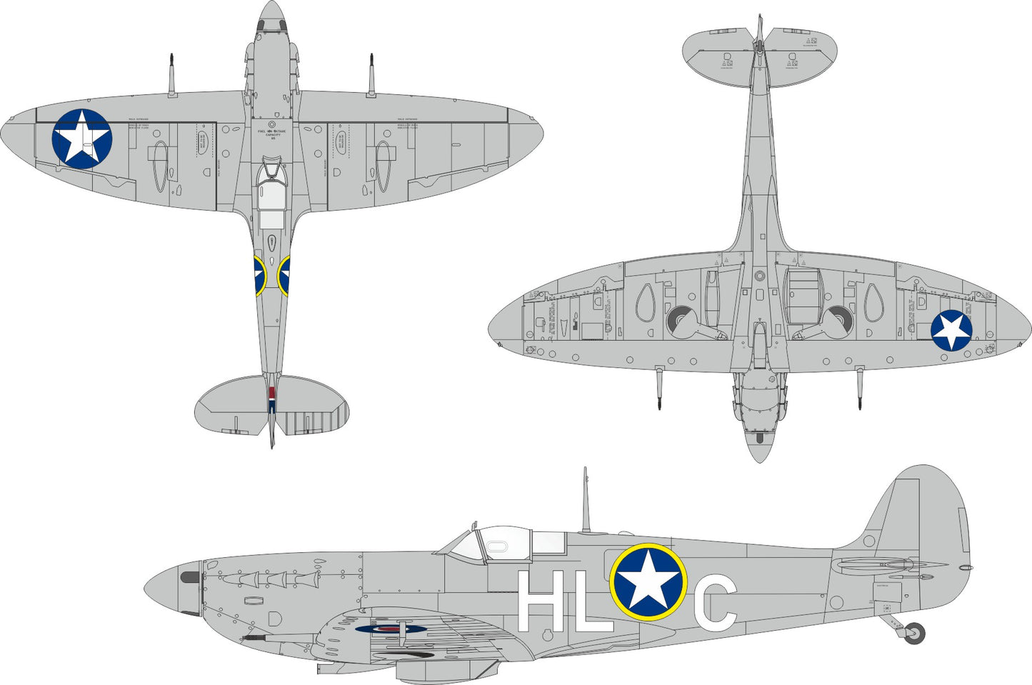 Eduard JX349 1:32 Supermarine Spitfire Mk.Vb early US national insignia
