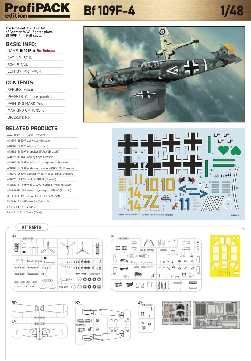 Eduard kits 82114 1:48 Messerschmitt Bf-109F-4 ProfiPACK edition