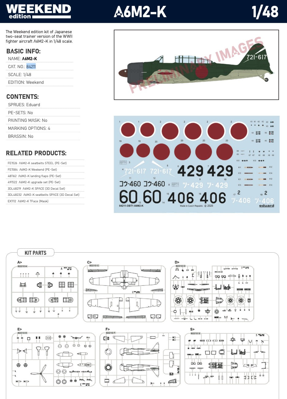 Eduard kits 84211 1:48 Mitsubishi A6M2-K Weekend edition