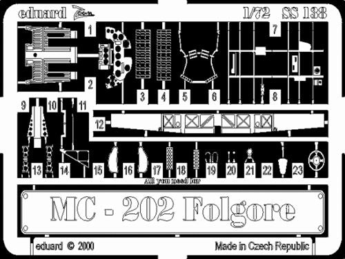 Eduard SS138 1:72 Macchi C.202 to be used with Hasegawa