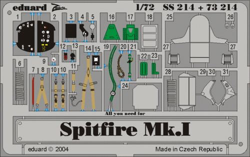 Eduard SS214 1:72 Spitfire Mk.I to be used with Tamiya