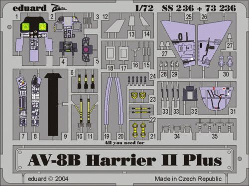 Eduard SS236 1:72 AV-8B Harrier II Plus to be used with Hasegawa