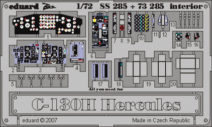 Eduard SS285 1:72 C-130H Hercules interior to be used with Italeri