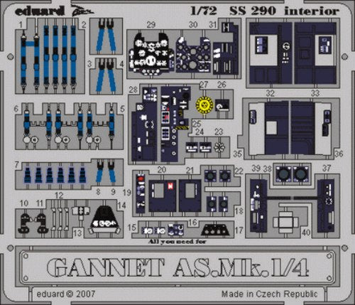 Eduard SS290 1:72 Fairey Gannet AS.Mk.1/4 interior to be used with Trumpeter