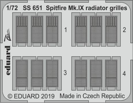 Eduard SS651 1:72 Supermarine Spitfire Mk.IX radiator grilles