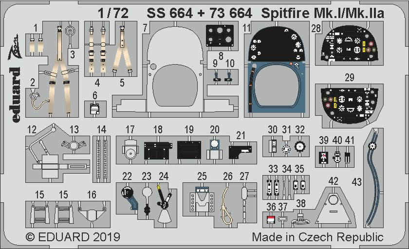 Eduard SS664 1:72 Supermarine Spitfire Mk.I/Mk.IIa to be used with Airfix