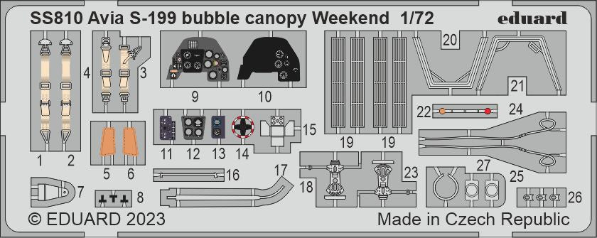 Eduard SS810 1:72 Avia S-199 bubble canopy Weekend to be used with Eduard