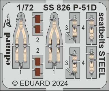 Eduard SS826 1:72 North-American P-51D Mustang seatbelts STEEL