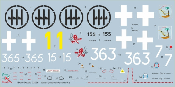 Exotic Decals ED32026 1:32 Italian Gustavs over Sicily #2 - Bf 109G in Regia Aeronautica - part 2
