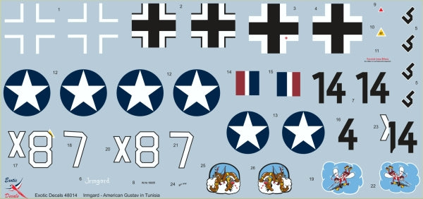 Exotic Decals ED48014 1:48 Irmgard - American Gustav in Tunisia - captured Messerschmitt Bf-109G-2 W.Nr.10605
