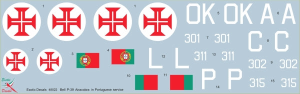 Exotic Decals ED48022 1:48 Aeronautica Militar Cobras - Bell P-39 Airacobra in Portuguese service