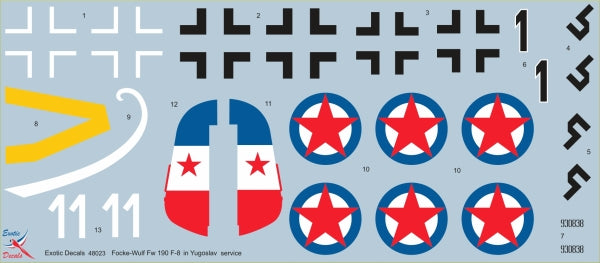 Exotic Decals ED48023 1:48 Partizan Focke-Wulf - Captured Fw 190 F-8 WNr.930838 in Yugoslav service