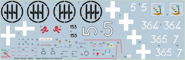 Exotic Decals EED48027 1:48 Italian Gustavs over Sicily #3 Messerschmitt Bf-109G in Regia Aeronautica part 3