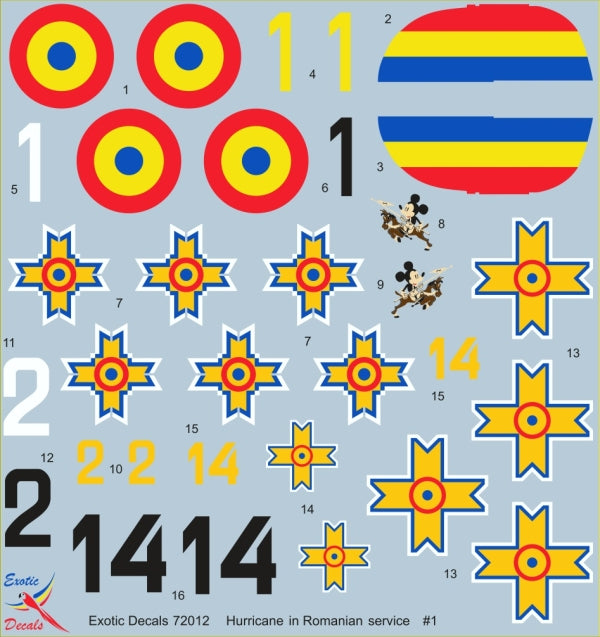 Exotic Decals ED72012 1:72 Romanian Hurricanes #1 - Hawker Hurricane Mk.I in Romanian service - part 1