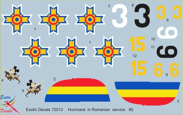 Exotic Decals ED72013 1:72 Romanian Hurricanes #2 - Hawker Hurricane Mk.I in Romanian service - part 2