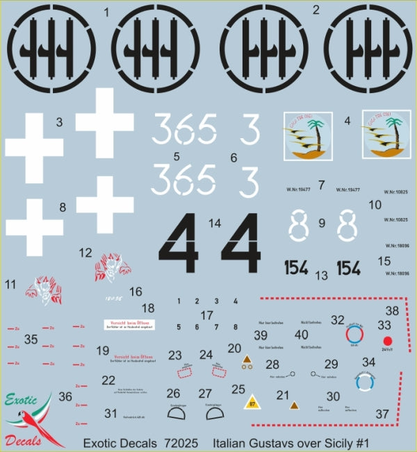 Exotic Decals 72025 1:72 Italian Gustavs over Sicily #1