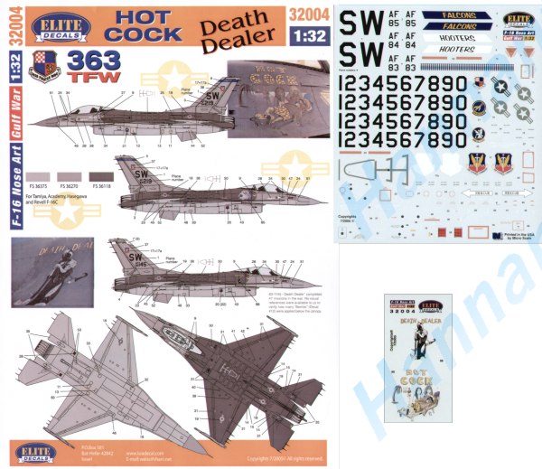 Elite Decals 32004 1:32 Lockheed-Martin F-16C Nose Art 363TFW Part 3