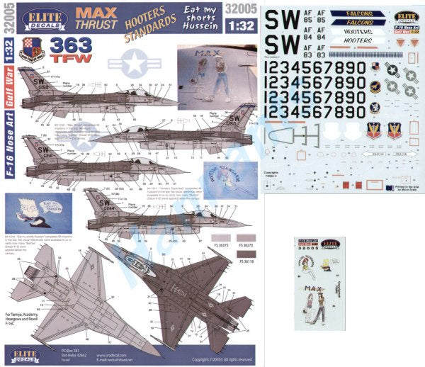 Elite Decals 32005 1:32 Lockheed-Martin F-16C Nose Art 363TFW Part 5