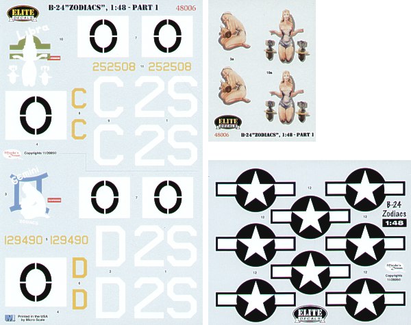 Elite Decals 48006 1:48 Consolidated B-24H Liberator 834 BS `Zodiacs' Part 1.