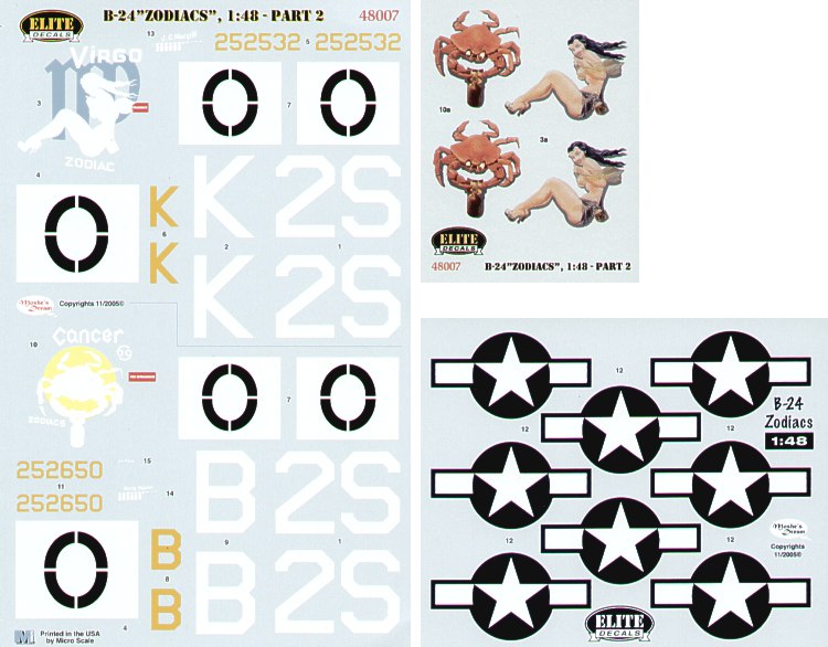 Elite Decals 48007 1:48 Consolidated B-24H Liberator 834 BS `Zodiacs' Part 2