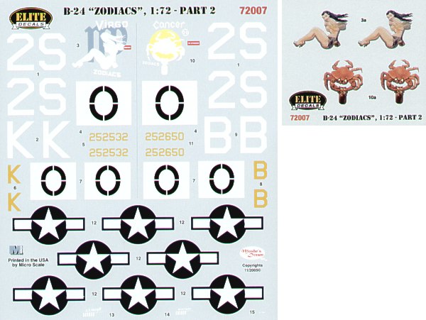 Elite Decals 72007 1:72 Consolidated B-24H Liberator 834 BS `Zodiacs' Part 2