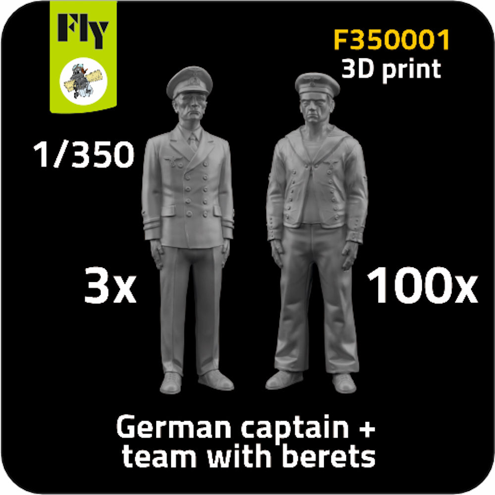 FLY F350001 1:350 German crew. 3 x captain + 100 x sailor with berets 3D-Printed