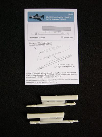 F-4dable Models F4DR48001 1:48 LAU-138 BOL AIM-9 Launch Rail Set
