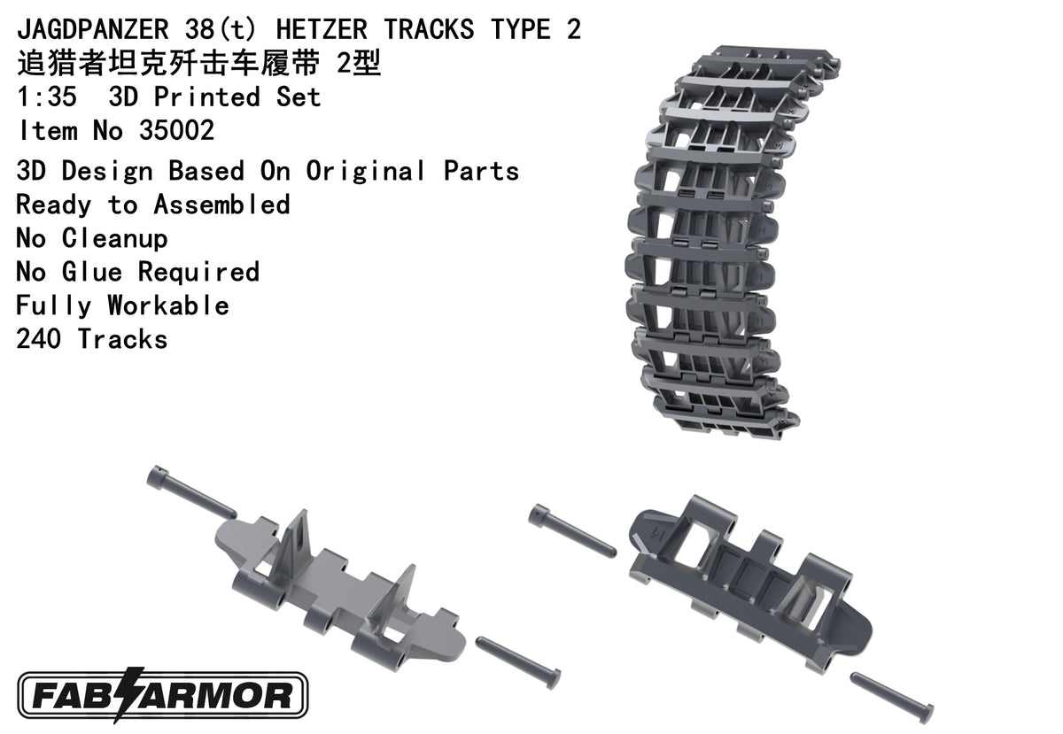 FabScale Studio 35002 1:35 JAGDPANZER 38(t) 'HETZER' TRACKS TYPE 2