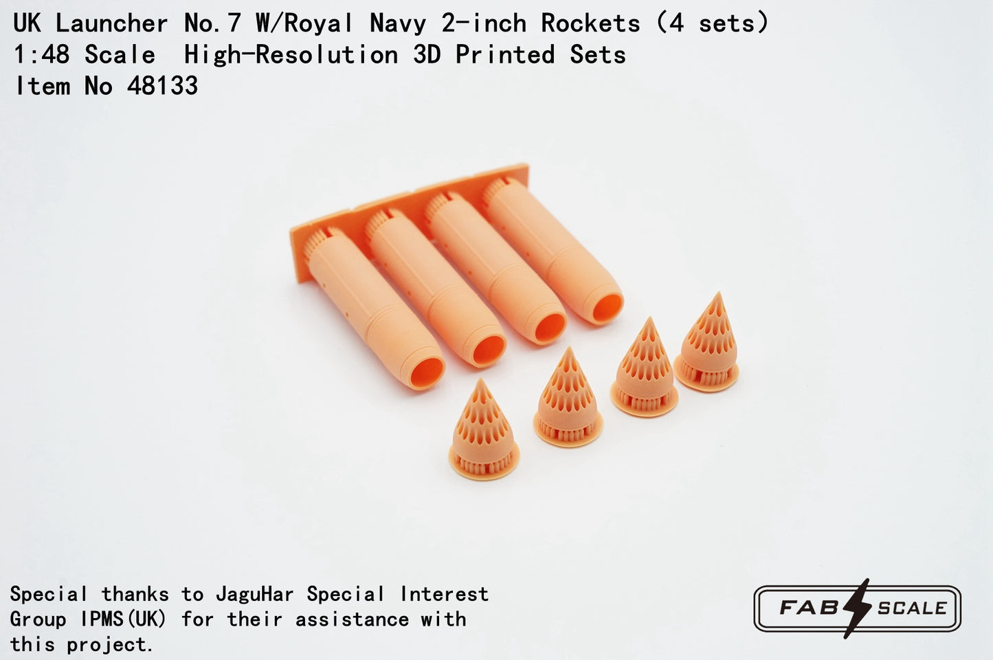 FabScale Studio FA48133 1:48 UK Launcher No.7 W/Royal Navy 2-inch Rockets 4 sets