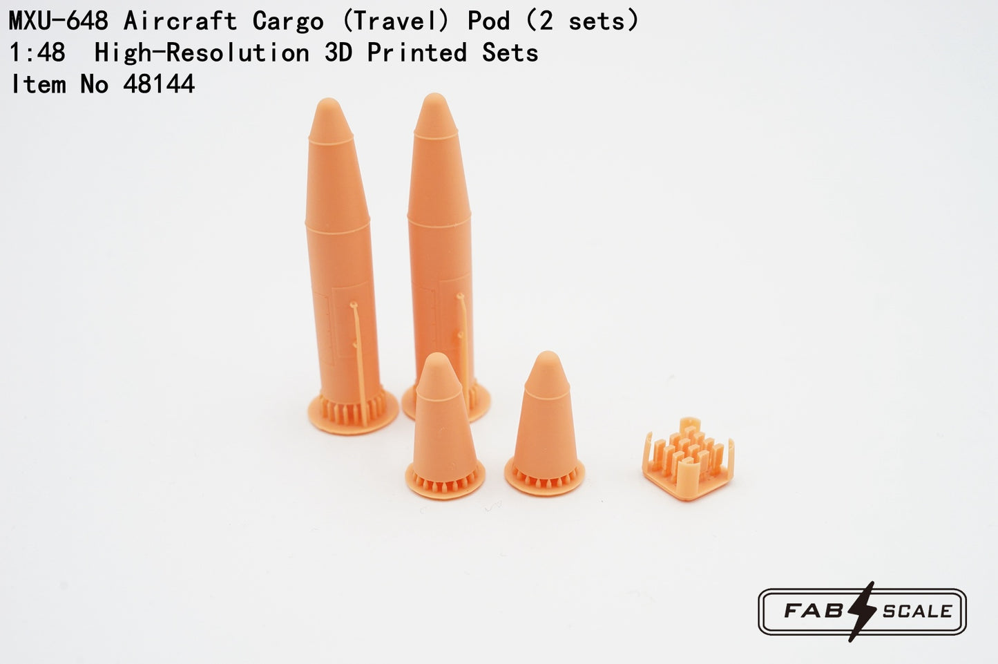 FabScale Studio 48144 1:48 MXU-648 Aircraft Cargo (Travel) 3D-Printed Pod 2 sets