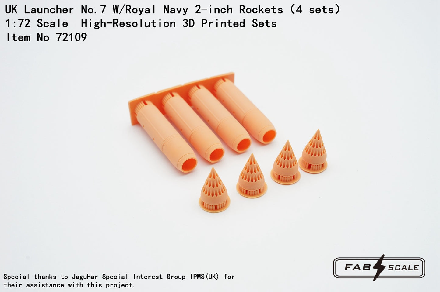 FabScale Studio 72109 1:72 UK Launcher No.7 W/Royal Navy 2-inch Rockets 4 sets