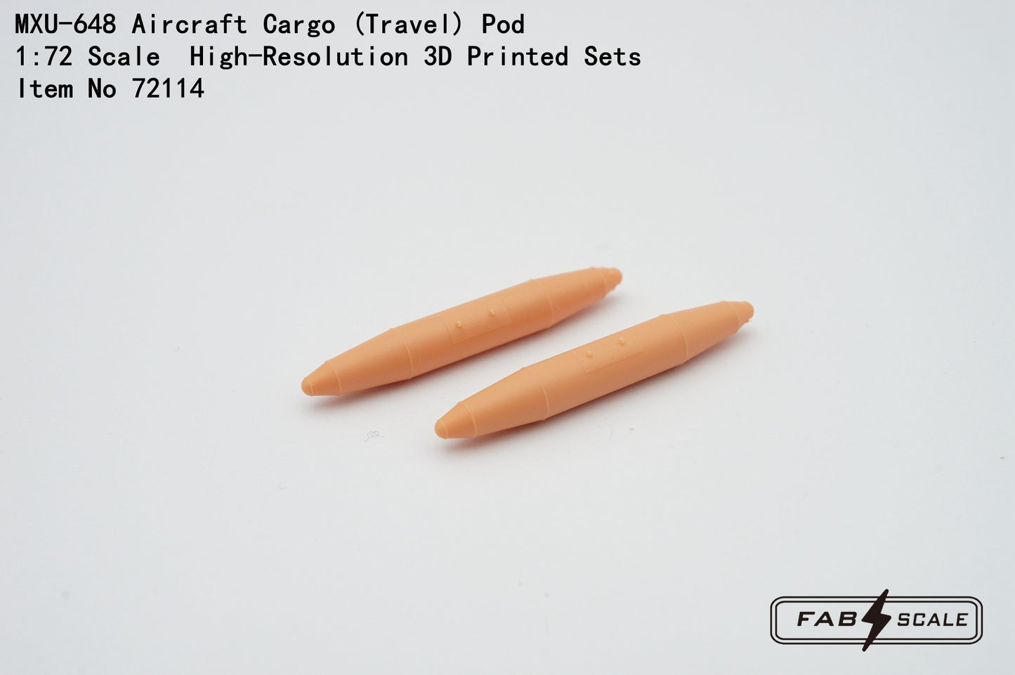 FabScale Studio 72114 1:72 MXU-648 Aircraft Cargo (Travel) Pod 2 sets 3D-Printed