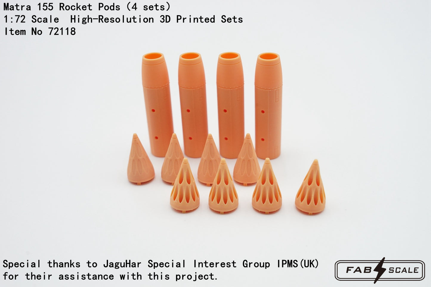 FabScale Studio 72118 1:72 Matra 155 Rocket Pods(4 sets)3D-Printed