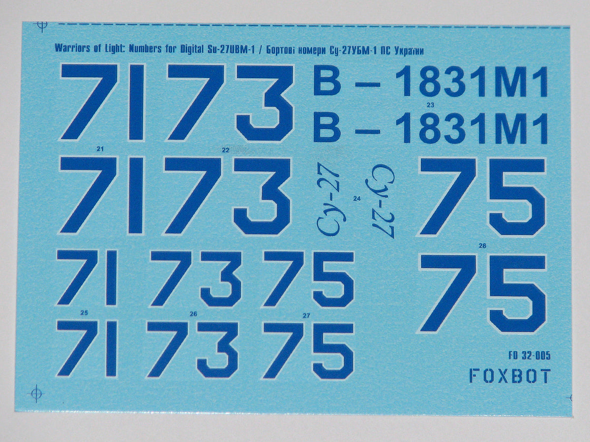 Foxbot Decals 32-005 1:32 Digital Sukhoi Su-27UBM Numbers