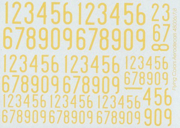 Flying Colors Aero FCA48007 1:48 1936-62 Swedish Narrow Numerals/Yellow