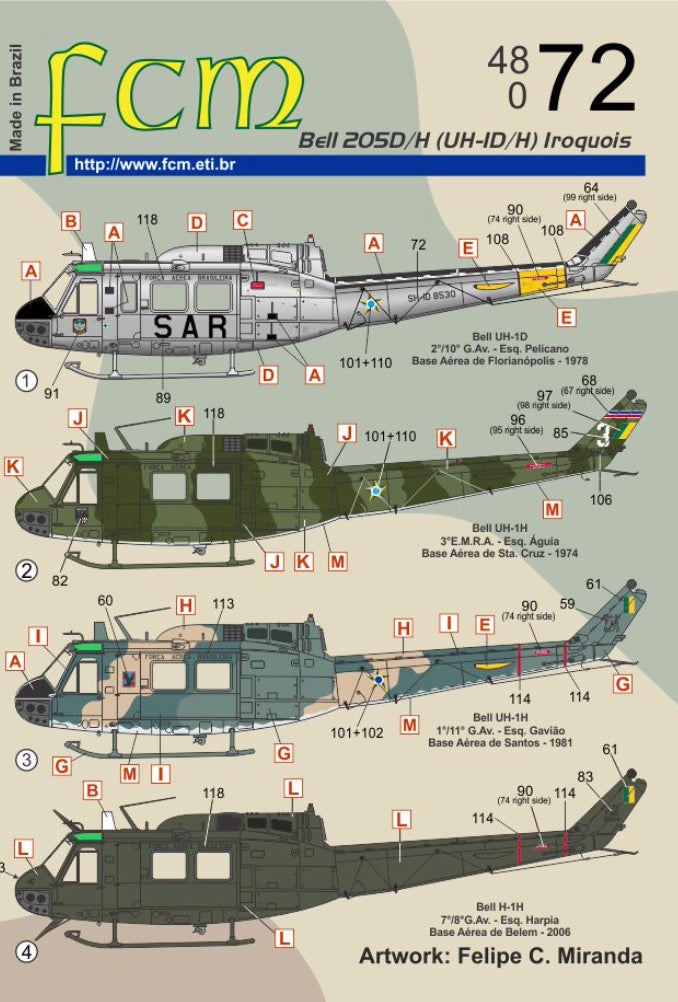 FCM decals 48072 1:48 Bell UH-1D/H (Brasil - nine versions)