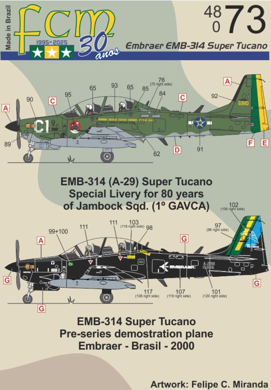 FCM decals 48073 1:48 Super Tucano (Jambock 80 years+ Demonstrator black Tucano)