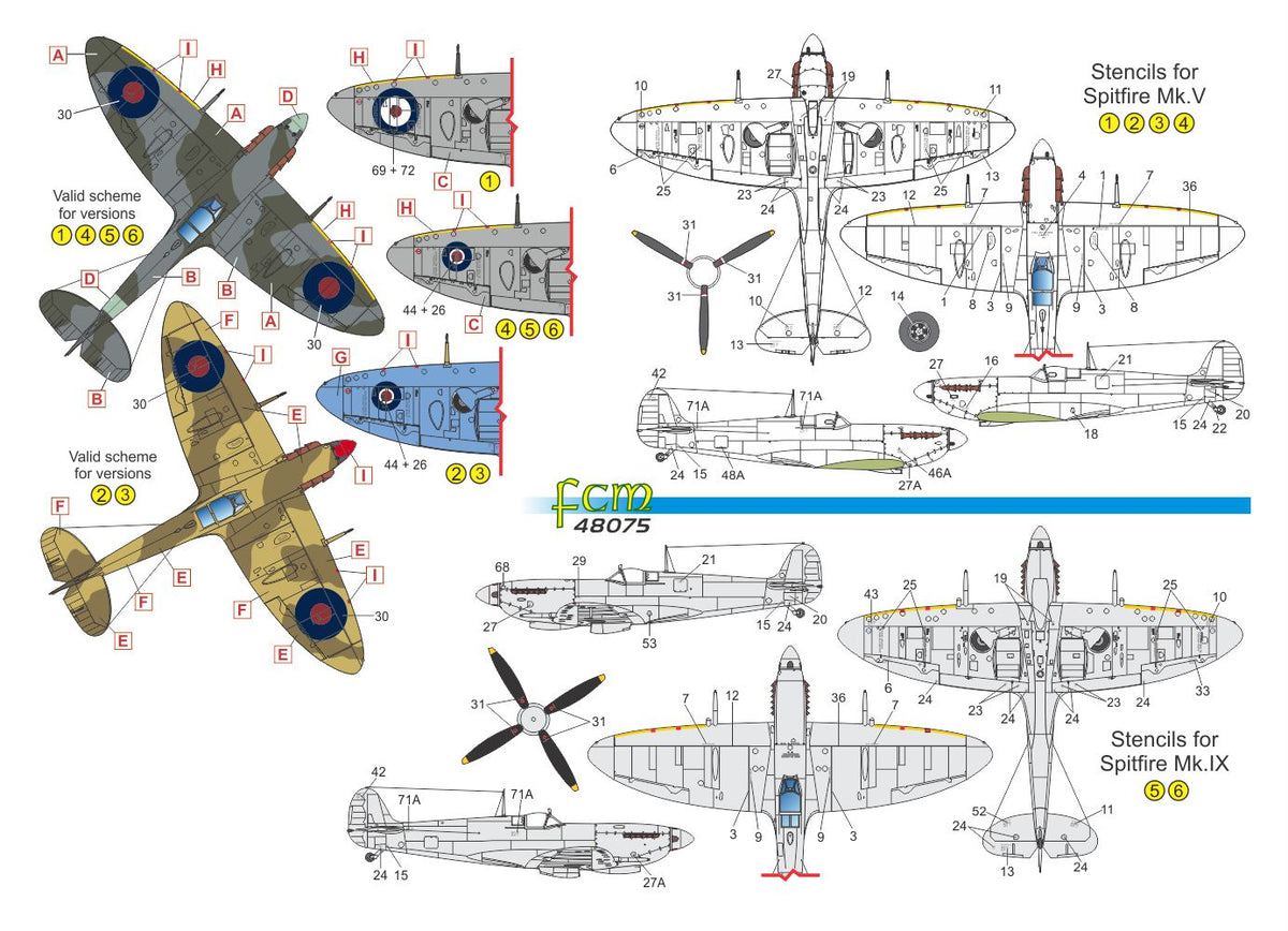 FCM FCM48075 1:48 Supermarine Spitfire Mk.V & Mk.IX - Fellowship of the Bellows