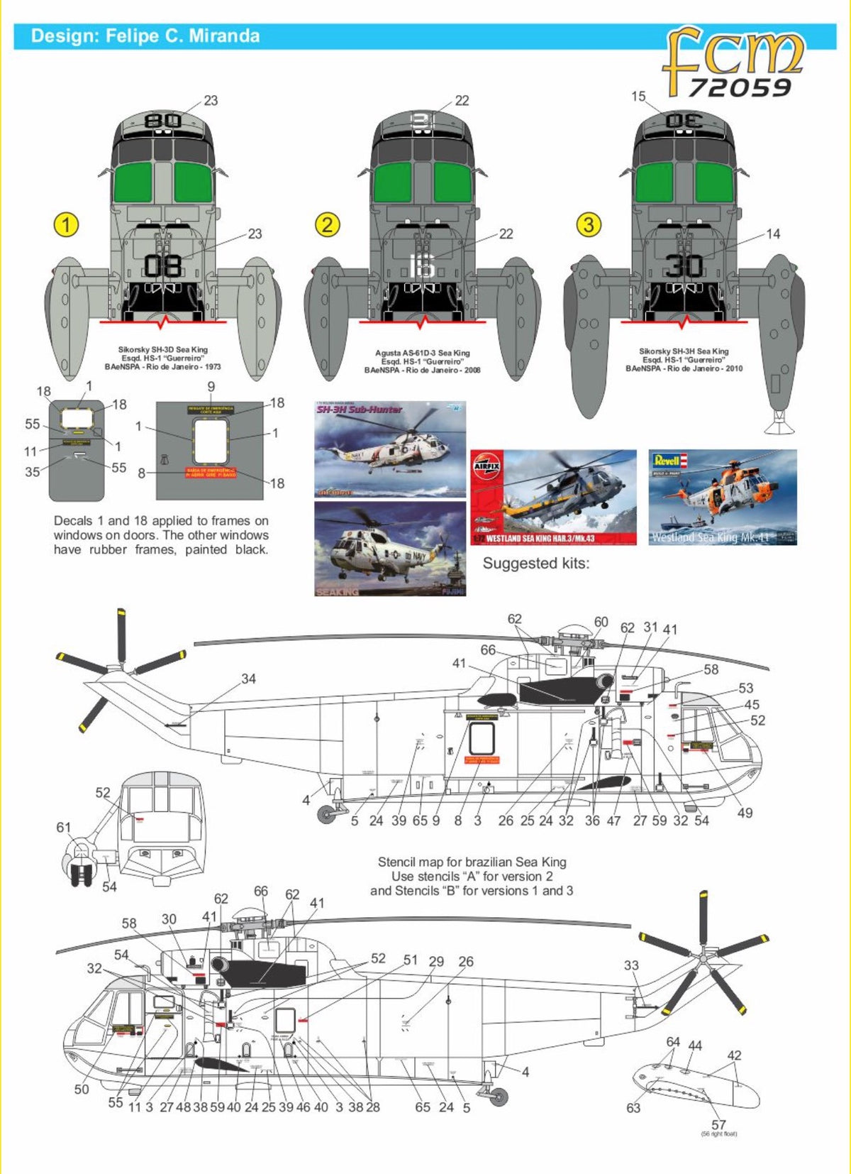 FCM FCM72059 1:72 Sikorsky SH-3D/H Sea King (Brazilian Navy - 3 versions)..