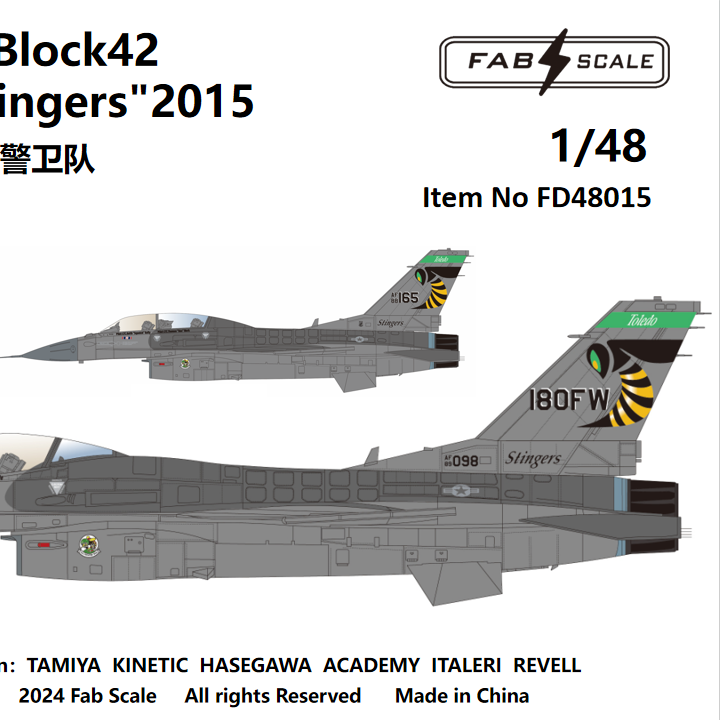 FabScale Studio FD48015 1:48 USAF F-16CM Fighting Falcon /DM Block 42 180th FW 'Stingers'2015