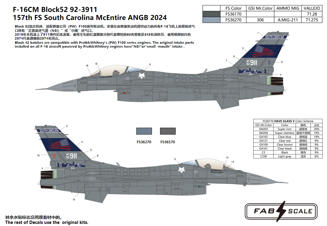 FabScale Studio FD72021 1:72 F-16CM Blk52 157th FS South Carolina McEntire ANGB 2024