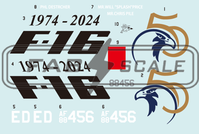 FabScale Studio FD72028 1:72 F-16C Block 42 88-0456 416th FTS Edwards AFB 2024 Viper 50th Anniversary