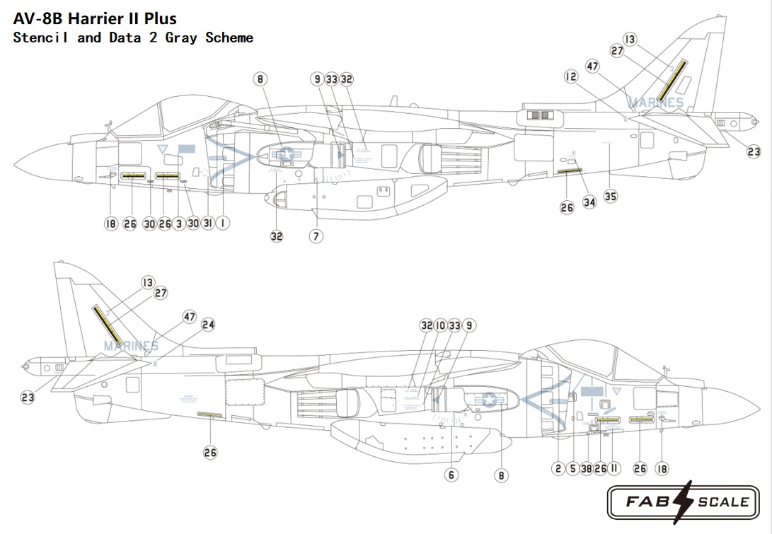 FabScale Studio FD72071 1:72 AV-8B Harrier II Plus VMA-223 BULLDOGS WP 01 MCAS Cherry Point 2018