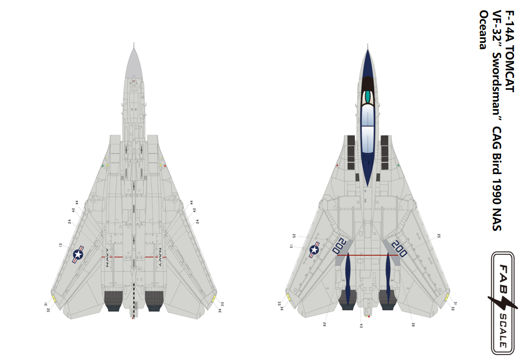 FabScale Studio FD72112 1:72 Grumman F-14A TOMCAT VF-32 ”Swordsman”NAS Oceana 1990
