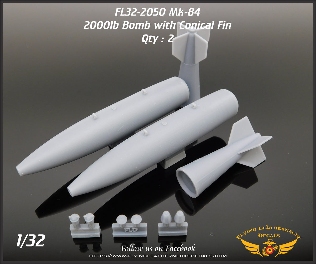 Flying Leathernecks FL32-2050 1:32 Mk-84 2000lb bomb with conical fins (x 2)