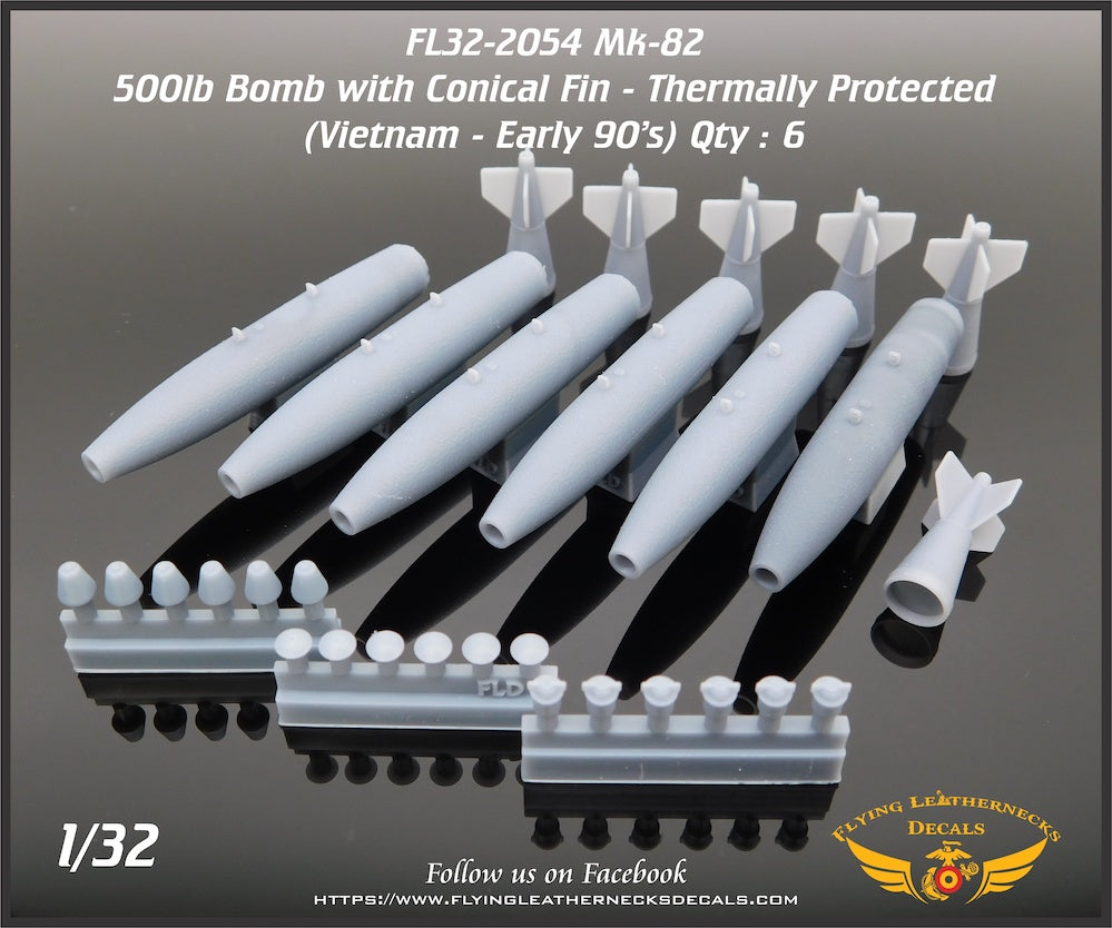 Flying Leathernecks FL32-2054 1:32 Mk-82 500lb bomb with conical fins - thermally protected (Vietnam to Desert Storm)